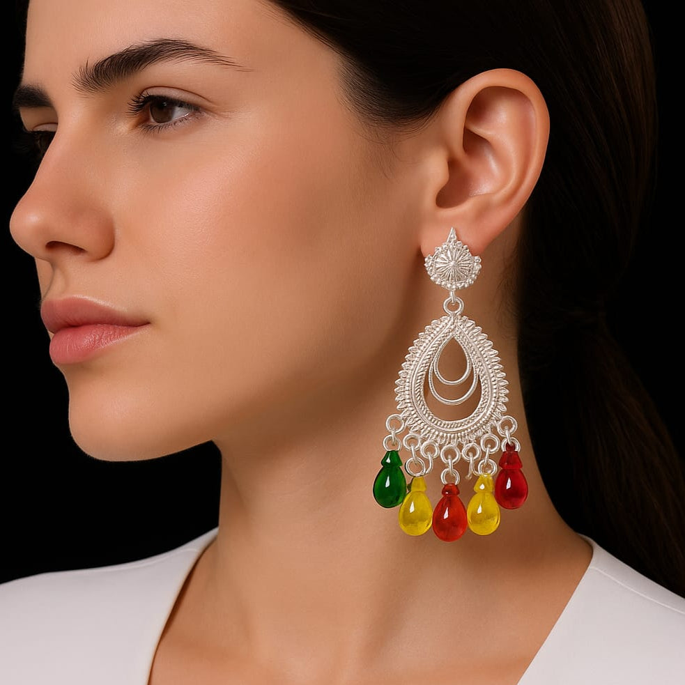 Luxury Silver Pearl Dangle Earrings – Perfect for Bridal & Evening Wear