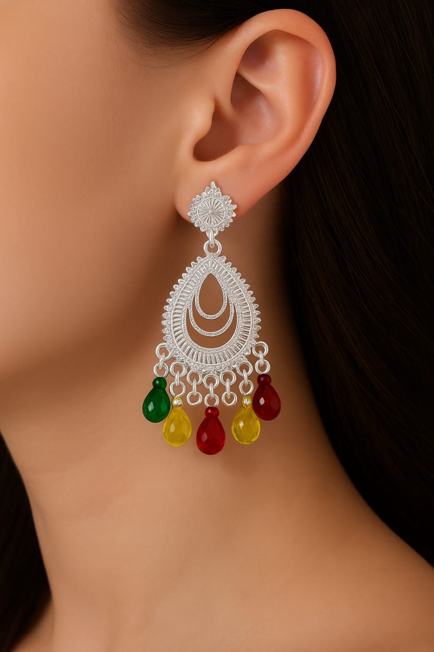 Luxury Silver Pearl Dangle Earrings – Perfect for Bridal & Evening Wear