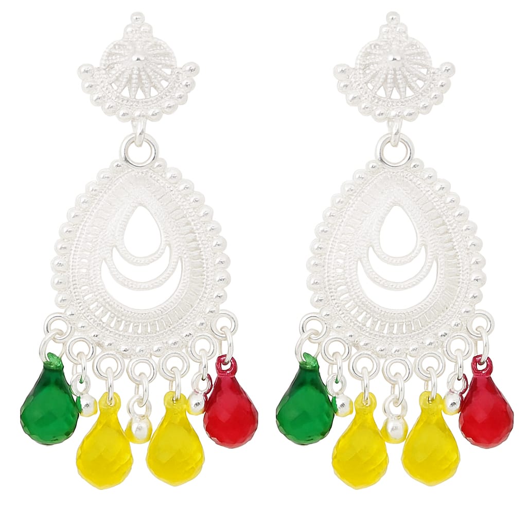 Luxury Silver Pearl Dangle Earrings – Perfect for Bridal & Evening Wear