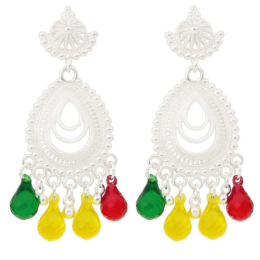 Luxury Silver Pearl Dangle Earrings – Perfect for Bridal & Evening Wear