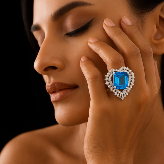 Elegant Sterling Silver Solitaire Ring with Sparkling Crystal Stone
