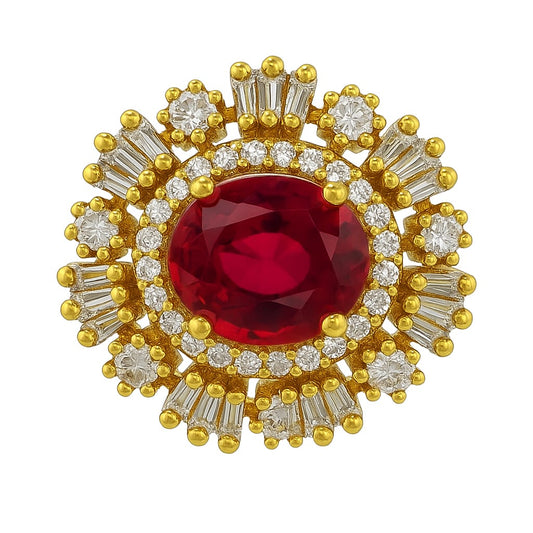 "Royal Radiance Ruby Statement Ring – Dazzling Halo of Brilliance and Luxury Charm"