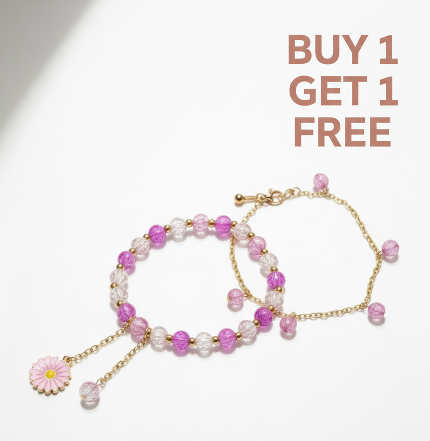 Blossom Aura Crystal Bracelets Set