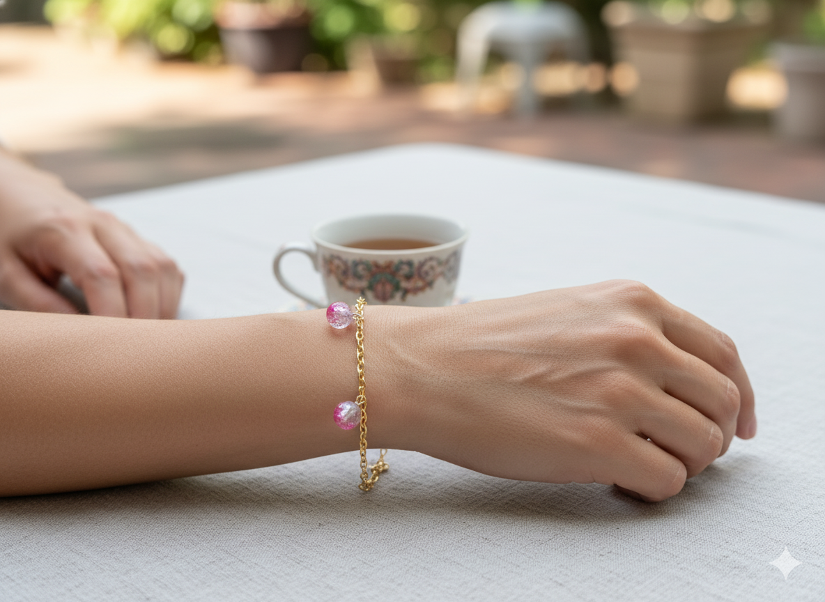 Rose Charm Gold-Drop Bracelet