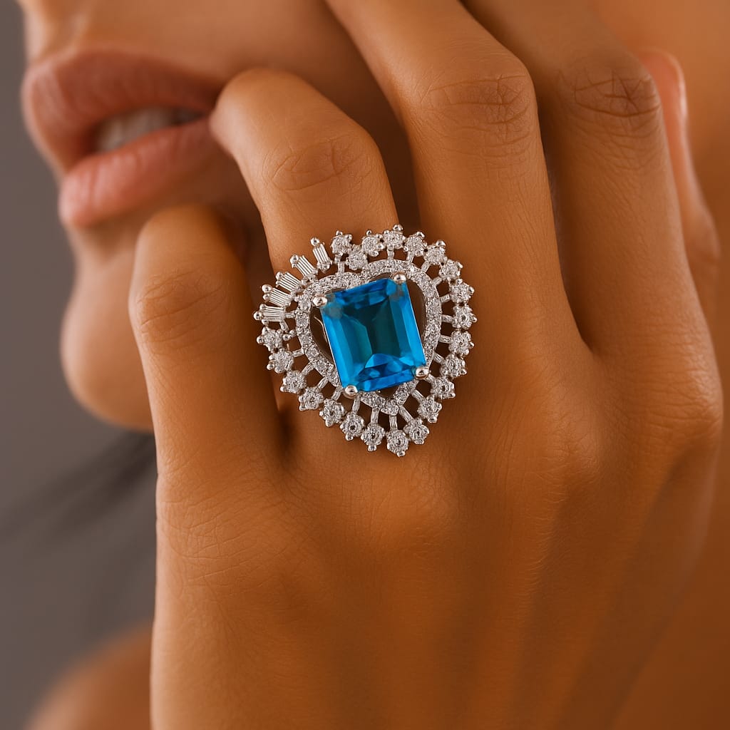 Elegant Sterling Silver Solitaire Ring with Sparkling Crystal Stone