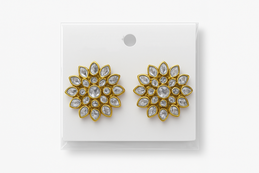 Gold Sunflower Crystal Earrings